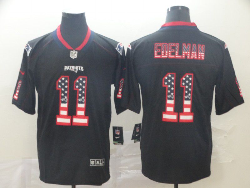 Men New England Patriots #11 Edelman Nike USA Flag Fashion Black Color Rush Limited Jersey->new england patriots->NFL Jersey